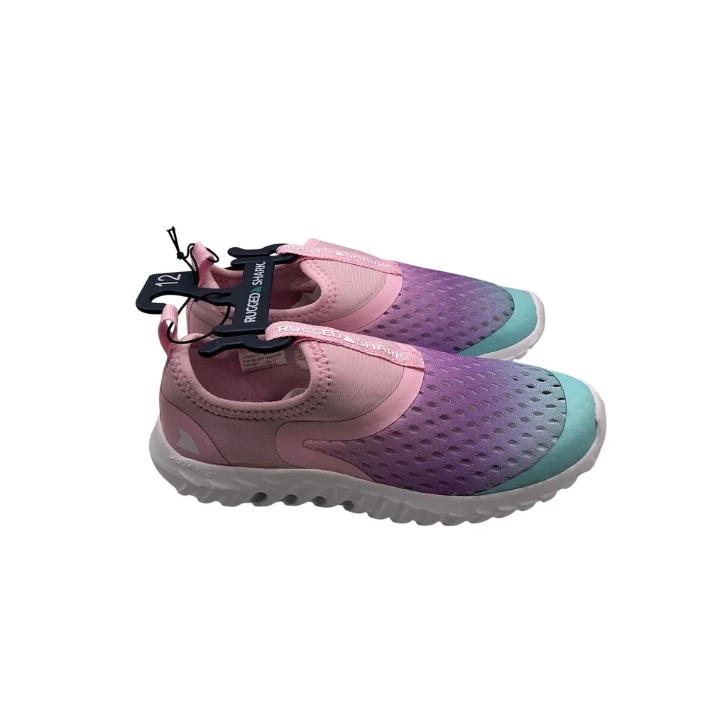 Rugged Shark Kids GT RS Water Shoes Pink Purple Ombre Aqua-Flo Slip On Size 12